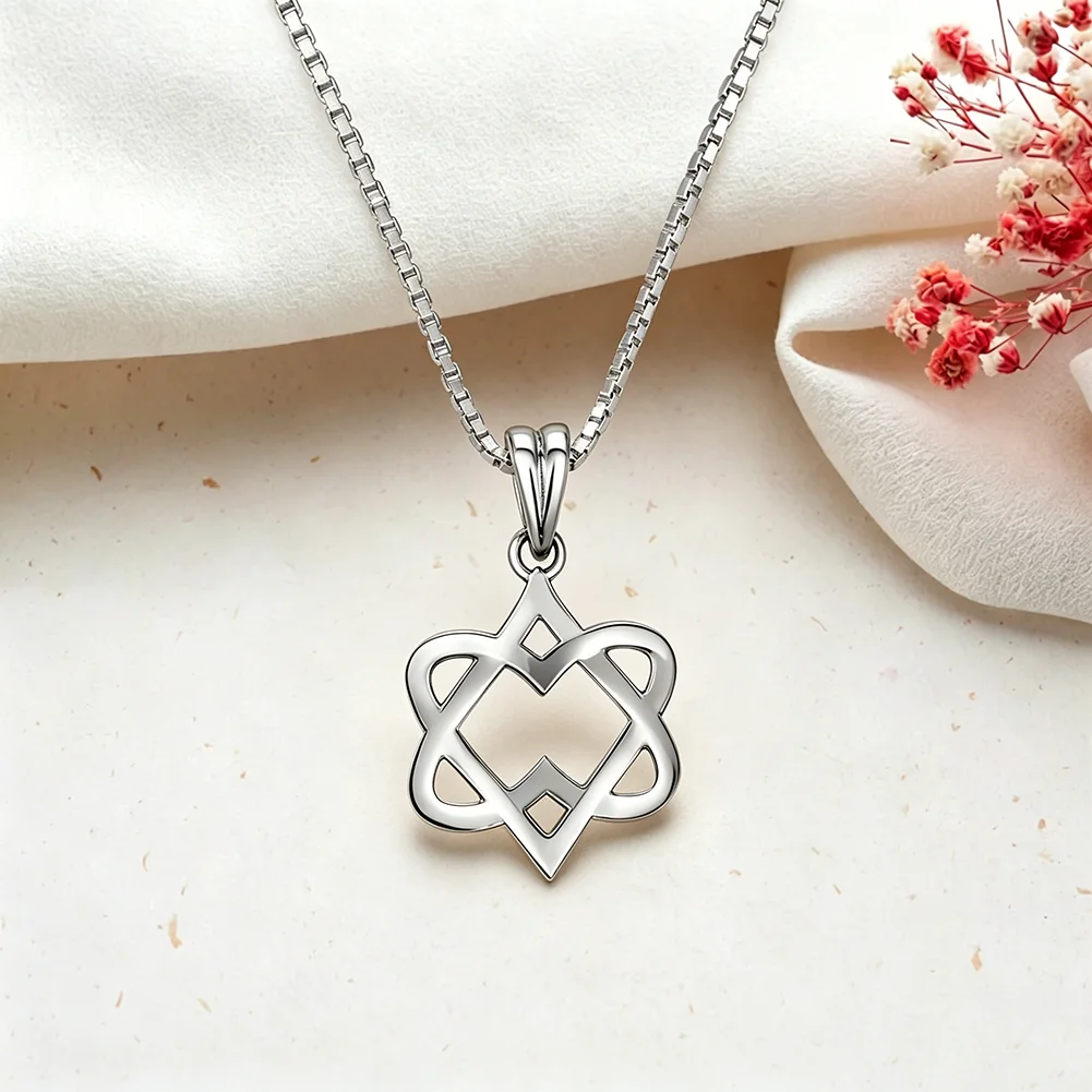 Heart Star of David Pendant Necklace for Women Men Stainless Steel Jewish Star Religious Jewish Jewelry Gift for Men Women