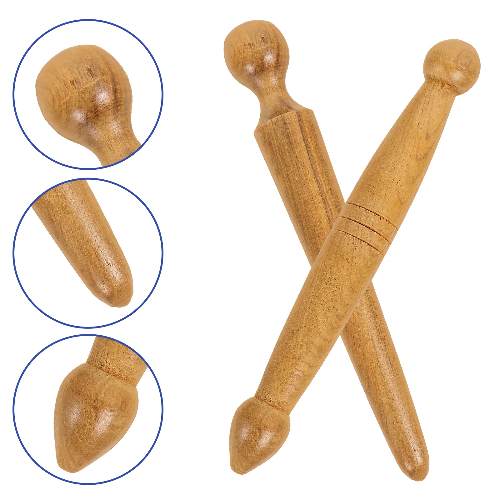 

2 Pcs Hole Stick Foot Massage Sticks Hand Wooden Tool Reflexology Tools Massaging Feet Massager