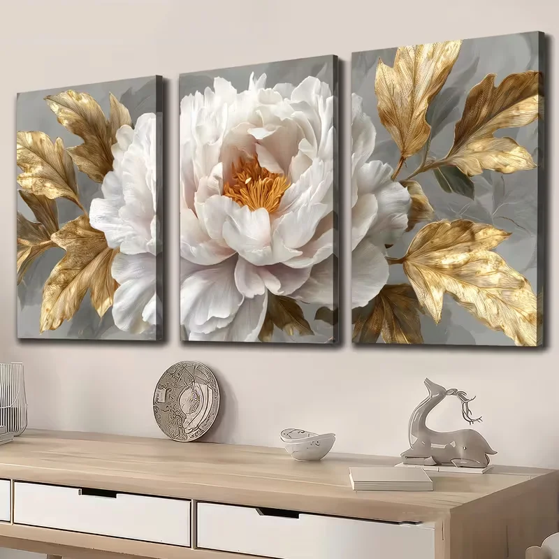 

Blooming White Peony Flower 3Pc 5D DIY Diamond Painting Landscape Art Full Square Round Drill Mosaic Triptych Diamond Embroidery