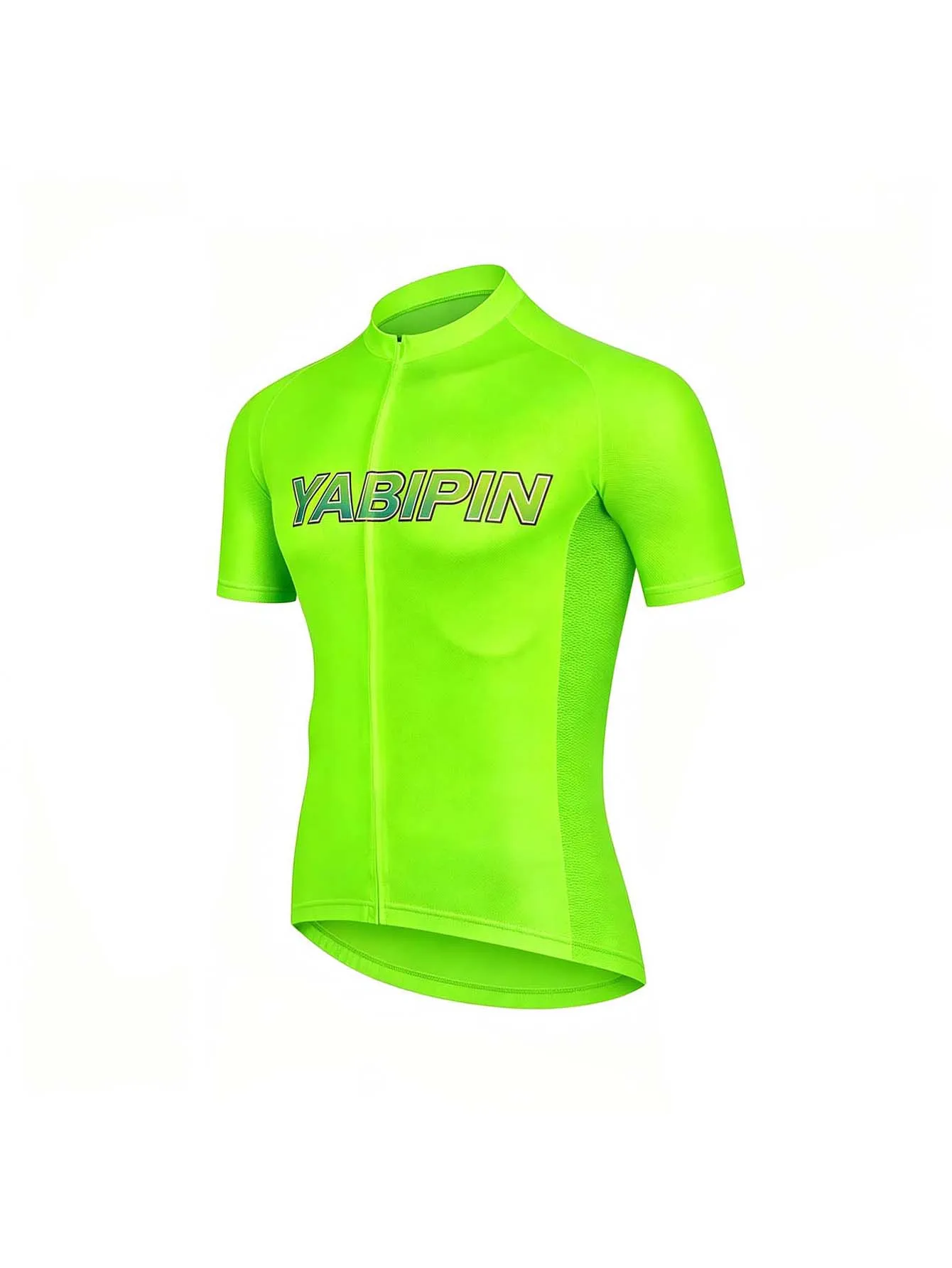 Racing Herren-Radtrikot mit kurzen Ärmeln, Stehkragen, durchgehender Reißverschluss, atmungsaktiv, schnell trocknend, leichtes Fahrrad-Oberteil