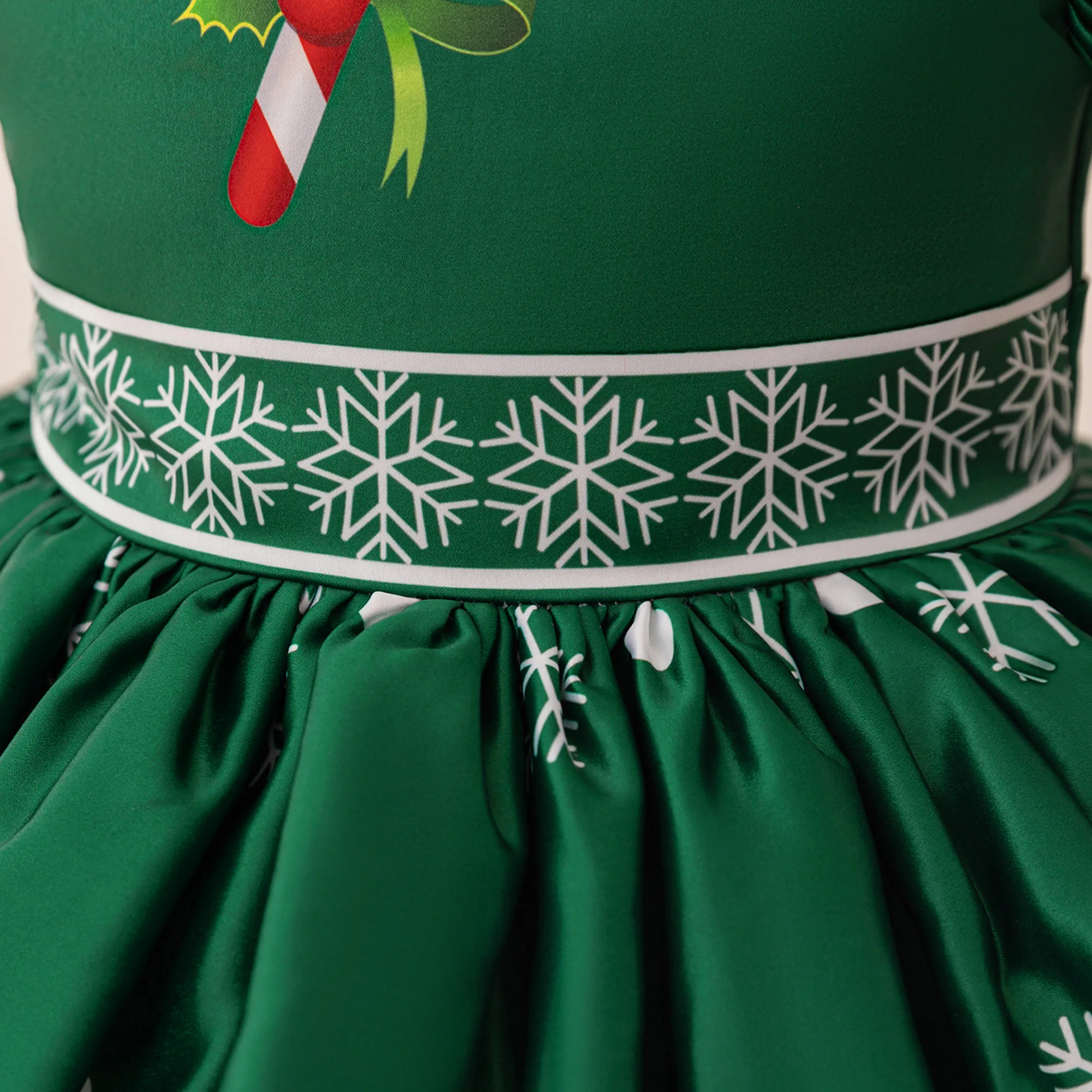 Baby Girls Vintage Green Santa Claus Festival Gift Kids Snowflake Christmas Dresses Girl Flkuffy Christening Gown Toddler Cloth