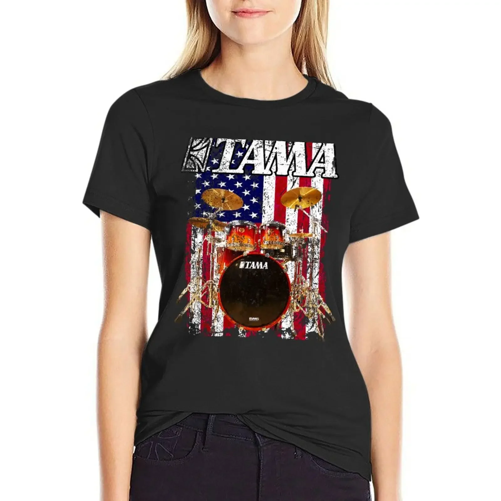 

AMERICAN TAMA DRUMS T-Shirt cute clothes female cotton t shirts Women