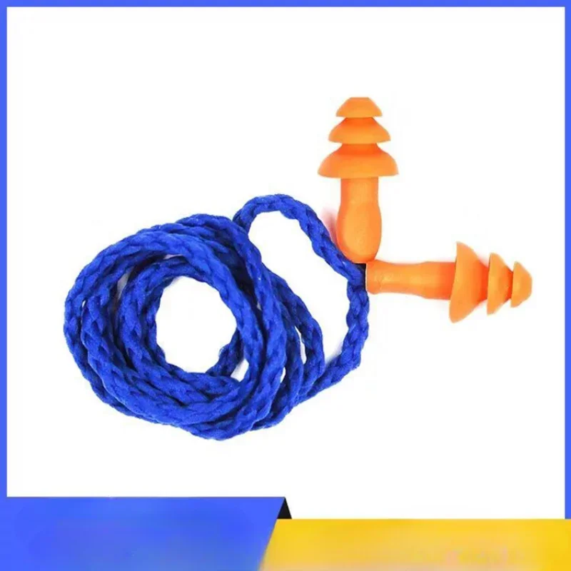 Soft Silicone Corded Ear Plugs Reusable Ear Protector for Hearing Protection and Noise Reduction, 10Pcs Earmuff