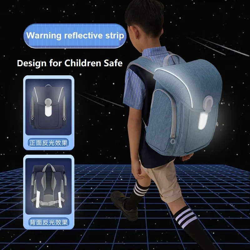 New Xiaomi 90FUN Upgrade Children Lighten Backpack 6-12 Years Old Boys Girls Big Capacity Luminous Strips Waterproof School Bag