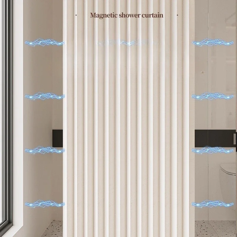 ستائر دش مقاومة للماء من الكتان المقلد، حلقة كبيرة من القماش السميك، ستائر دش غير شفافة في الحمامات، ستائر سهلة التركيب #6