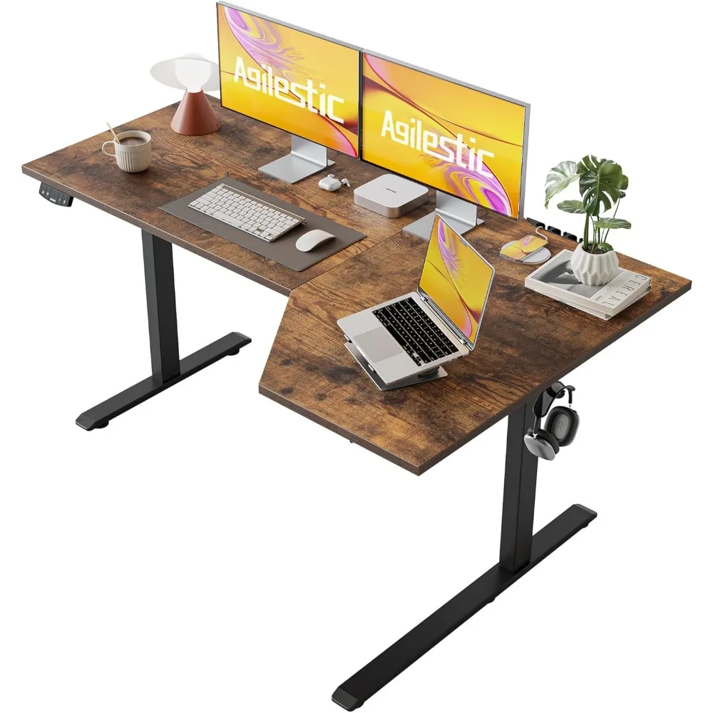 

Electric standing desk, L-shaped 59-inch height adjustable desk, sit-stand desk, splice board for home office