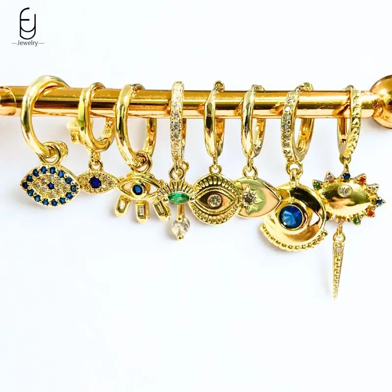 

925 Sterling Silver Needle Exquisite Eye Pendant Earrings Fashion Blue Zircon Eye Stud Earrings For Women Fine Jewelry Gifts