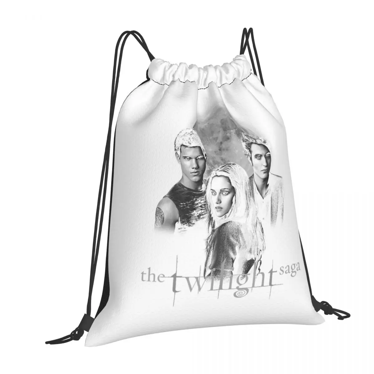 Twilight Saga Black And White Photos Backpacks Casual Drawstring Bundle Pocket Storage Bag Book Bags for Travel Students