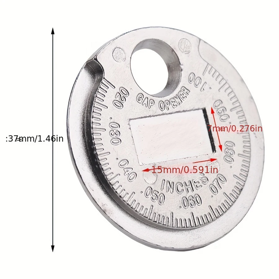 1PC 0.6-2.4mm Range Coin-Type Spark Plug Gage Gap Tool Feeler Spark Plug Gap Measurement Tool