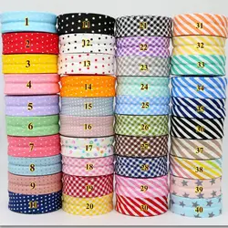 Single Fold Cotton Bias Binding Tape - Dotted and Striped Series  Edging Ribbon, size 25mm x 5m