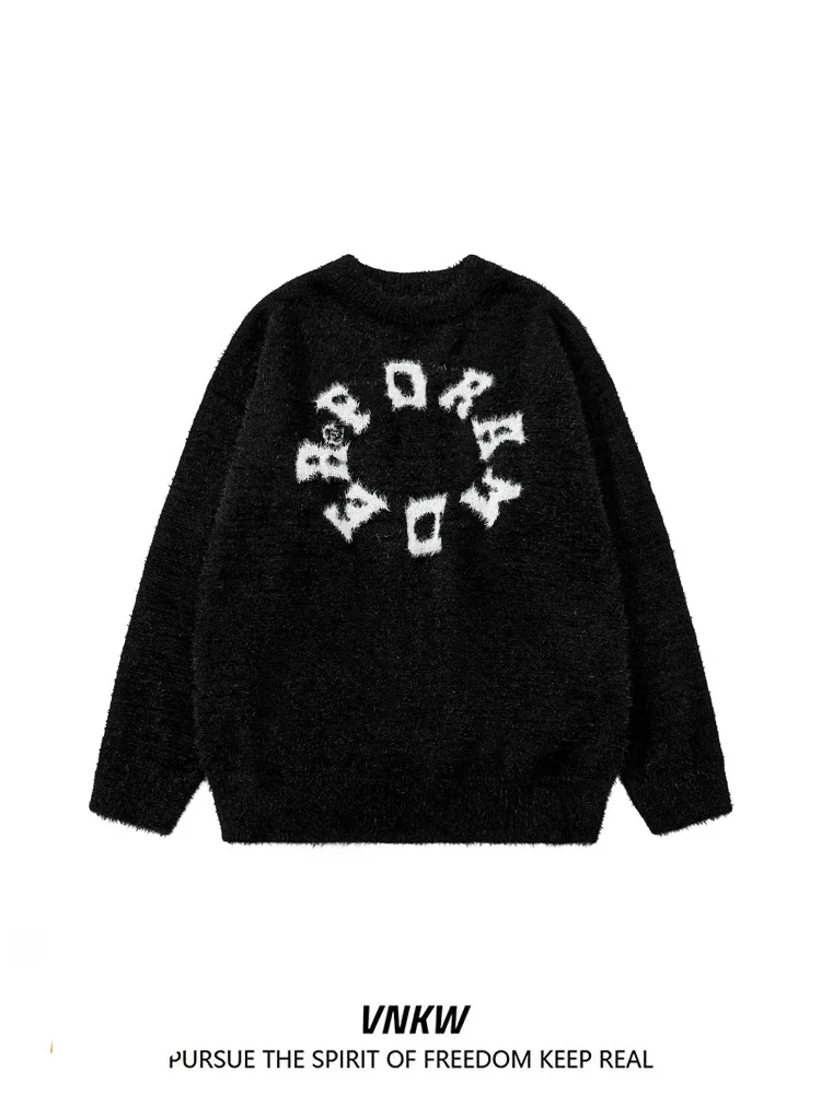 

Мужской вязаный свитер American Style с круглым вырезом и имитацией меха, повседневный, осенне-зимний, для отдыха, парный, в стиле Lazy T...