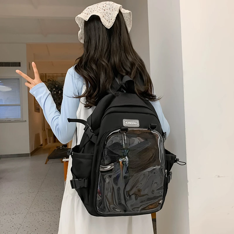 Ita Bag New Summer Transparent Backpacks for Women 2024 High-capacity Canvas School Bags Teenage Girls Candy Color Rucksack