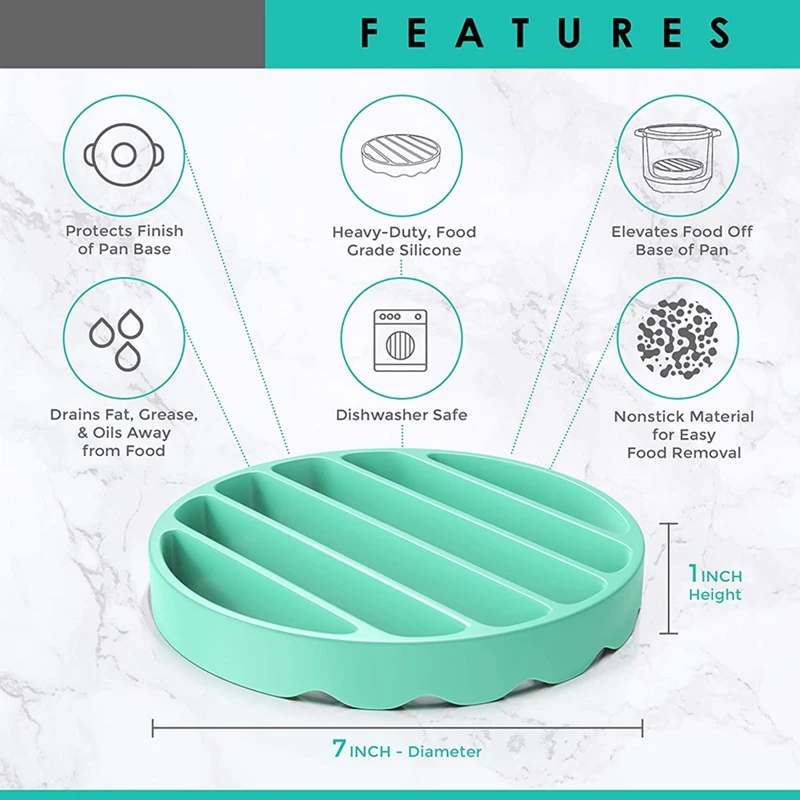 Rack para assar silicone para panela de pressão, acessórios redondos, compatível com forno 6 Qt e 8 Quart