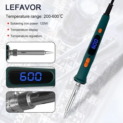 220V 120W Soldering Iron Kit Adjustable Temperature Solder Iron Smart Welding Iron Set Soldering DIY Welding Machine Tools