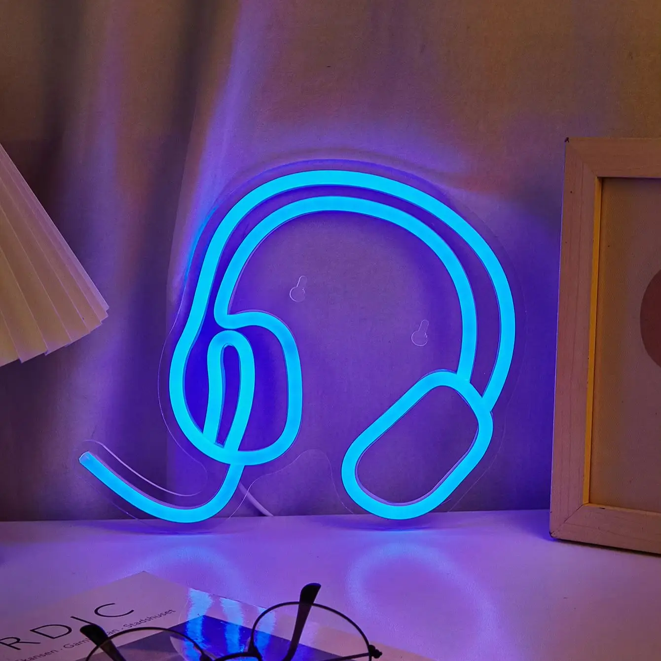 Chi-buy LED Neon Headphones USB Powered Neon Signs Night Light 3D Wall Art Bedroom Living Room Decor Lamp Signs