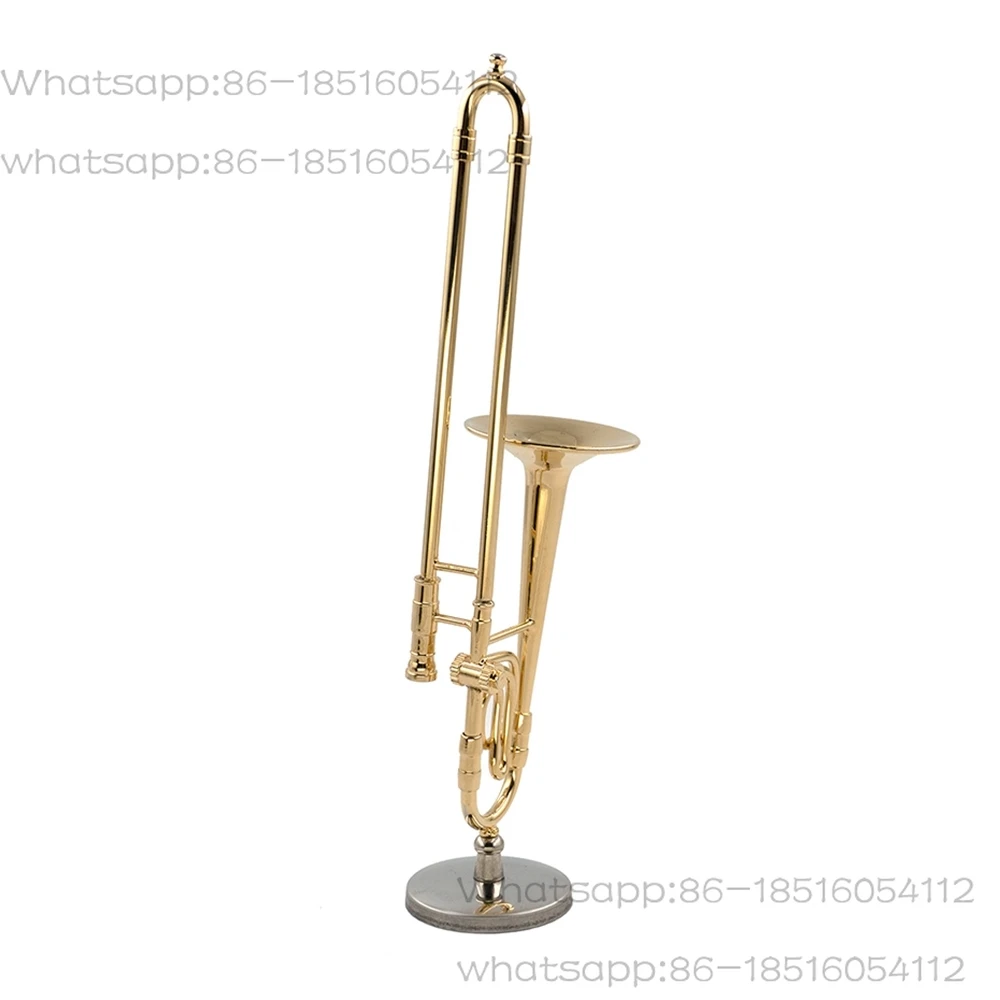 

Миниатюрная модель тромбона A95G из чистой меди, 12 см, с подставкой, миниатюрная модель музыкального инструмента в черной кожаной коробке