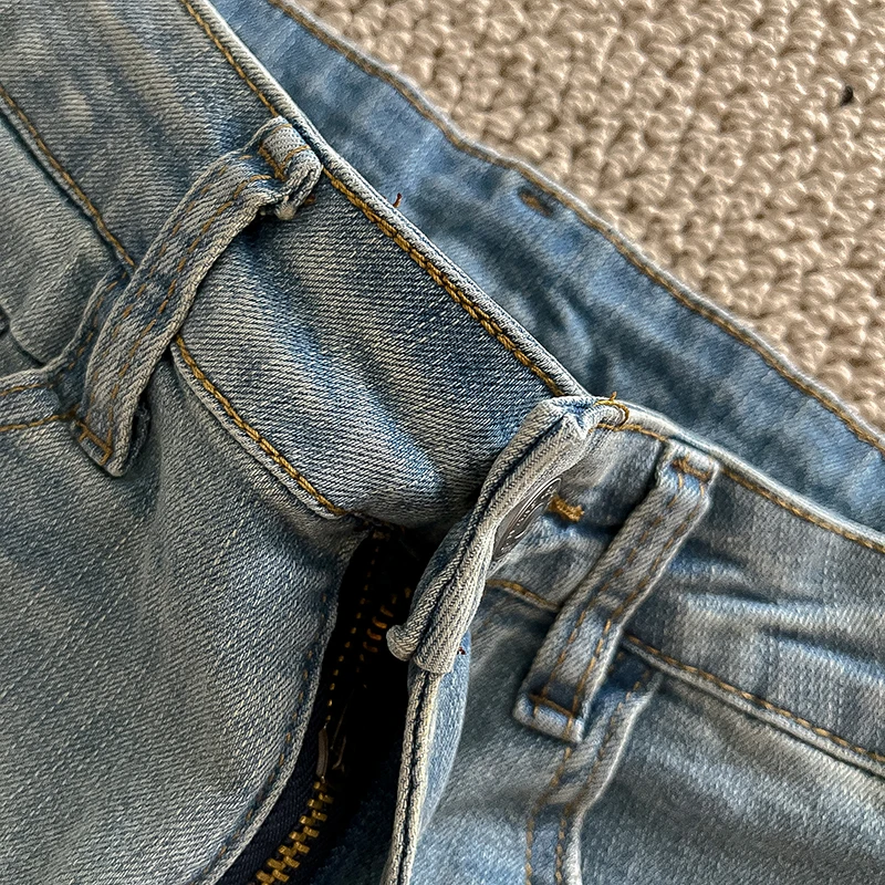 Pantalones cortos vaqueros de cintura alta para mujer, pantalones cortos vaqueros azules con bolsillos traseros Retro de Color sólido, ropa de calle informal de verano, pantalones cortos picantes