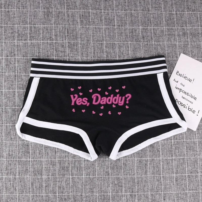 Hot Girls Underpants Sexy Cotton Underwear YES DADDY Female Panties Boyshort for Women Comfortable Short for Lady