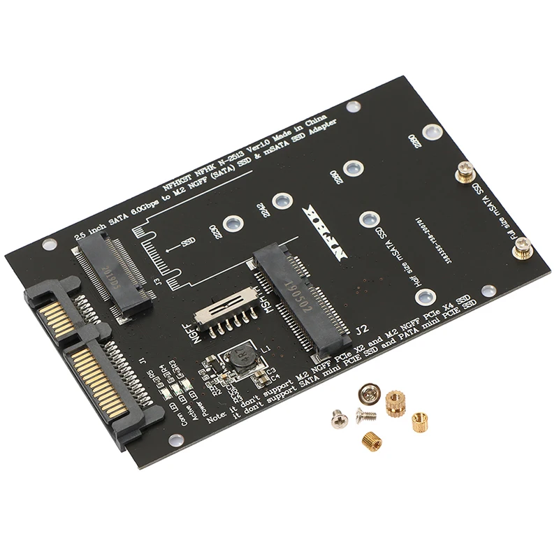 M.2 NGFF MSATA SSD to SATA 3.0 Adapter 2 in 1 Converter Card for PC Laptop