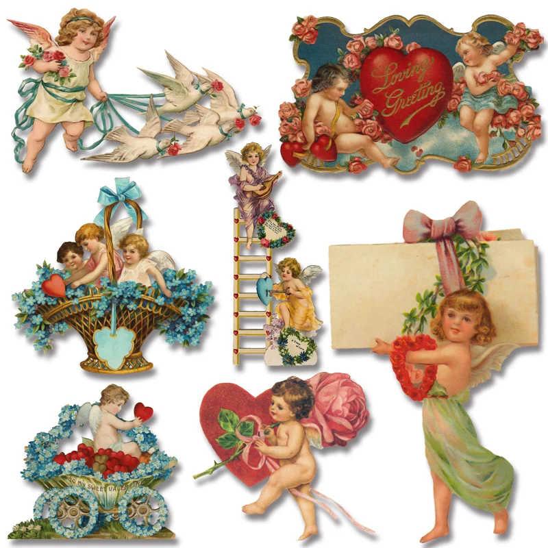 

European oil painting Flowers & Angels DIY Appliques Iron-on Transfers Heat transfer stickers for t shirt
