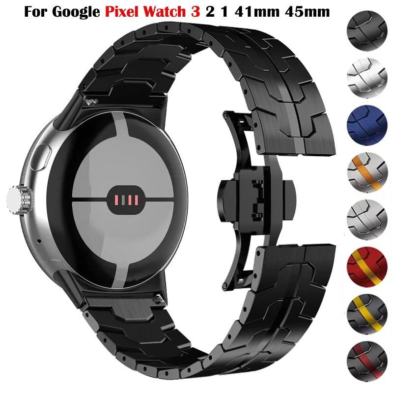 �y�Z�[�����zGoogle Pixel Watch 3/41mm/45mm�p�����X�e�����X�X�`�[���X�g���b�v�A���^���u���X���b�g�AGoogle Pixel Watch 2/1�p�o���h�A�N�Z�T���[