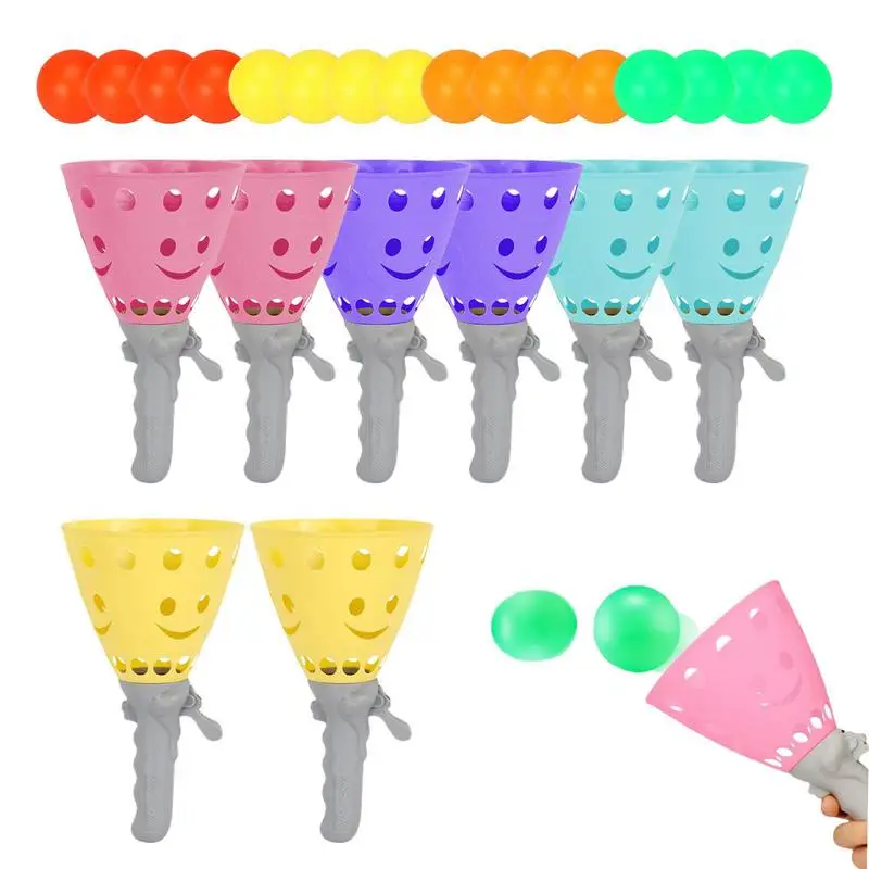 8pcs Double Butt Ping Pong Ball Outdoor Sports Game Toy Launch Throw Catch Ball Set Parent-Child Interactive Toys