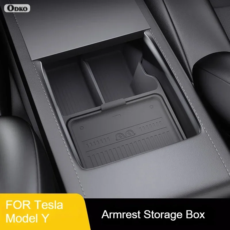 

For Tesla Model Y Juniper 2025 Storage Box Center Armrest Hidden Box Cup Holder Organizer Interior Accessories