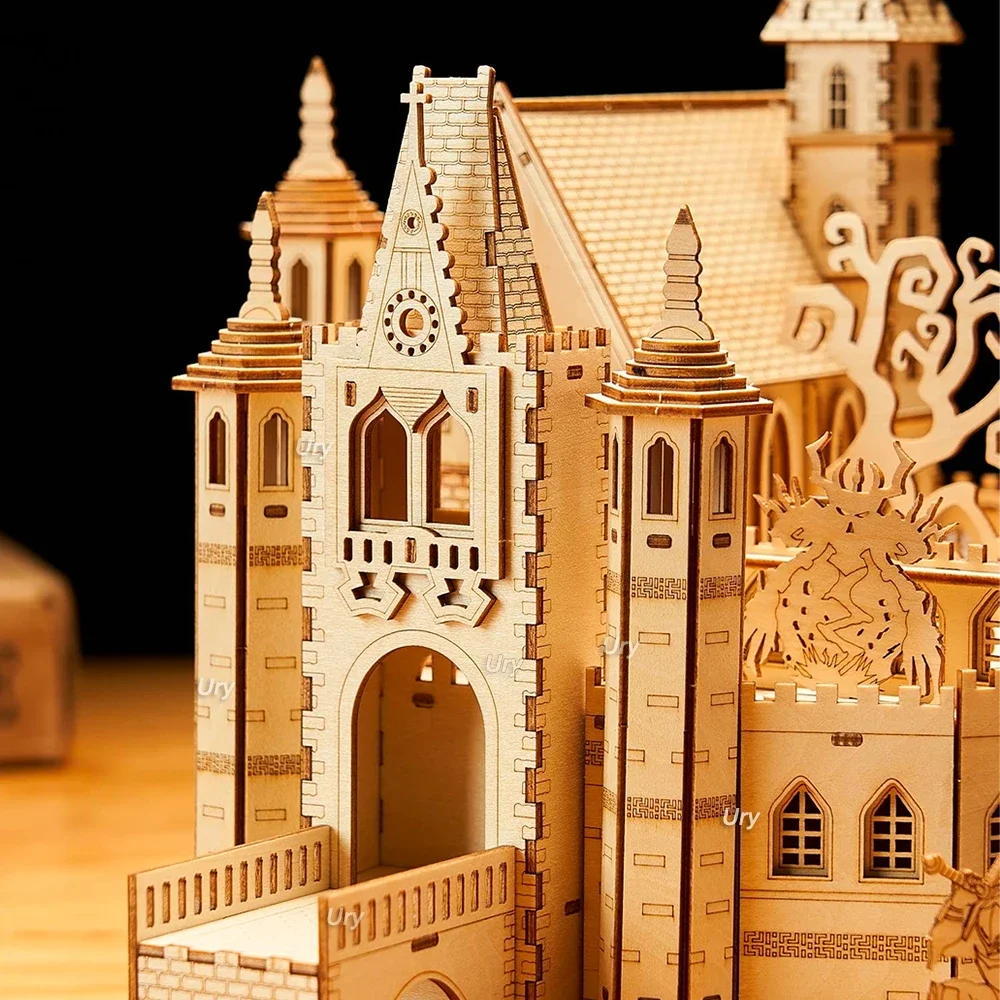 URY 3D Puzzle House castello del cavaliere reale con assemblaggio di scatole giocattolo retrò per bambini kit di modelli fai da te per adulti regali