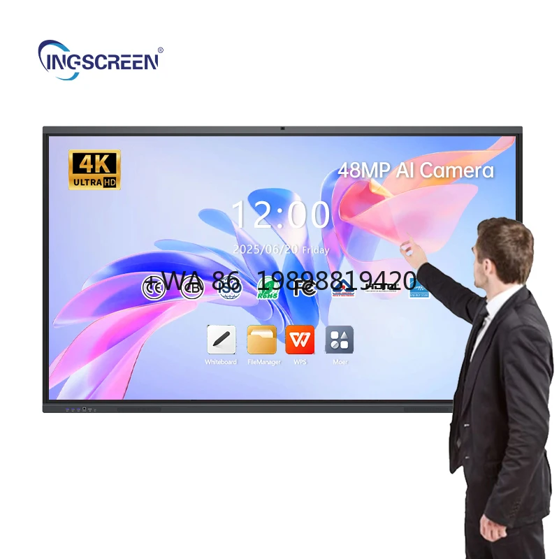 55 65 75 85 86 Inch Interactive Panel Ready to Ship LCD Board Writing for School Android Board with Touch Screen