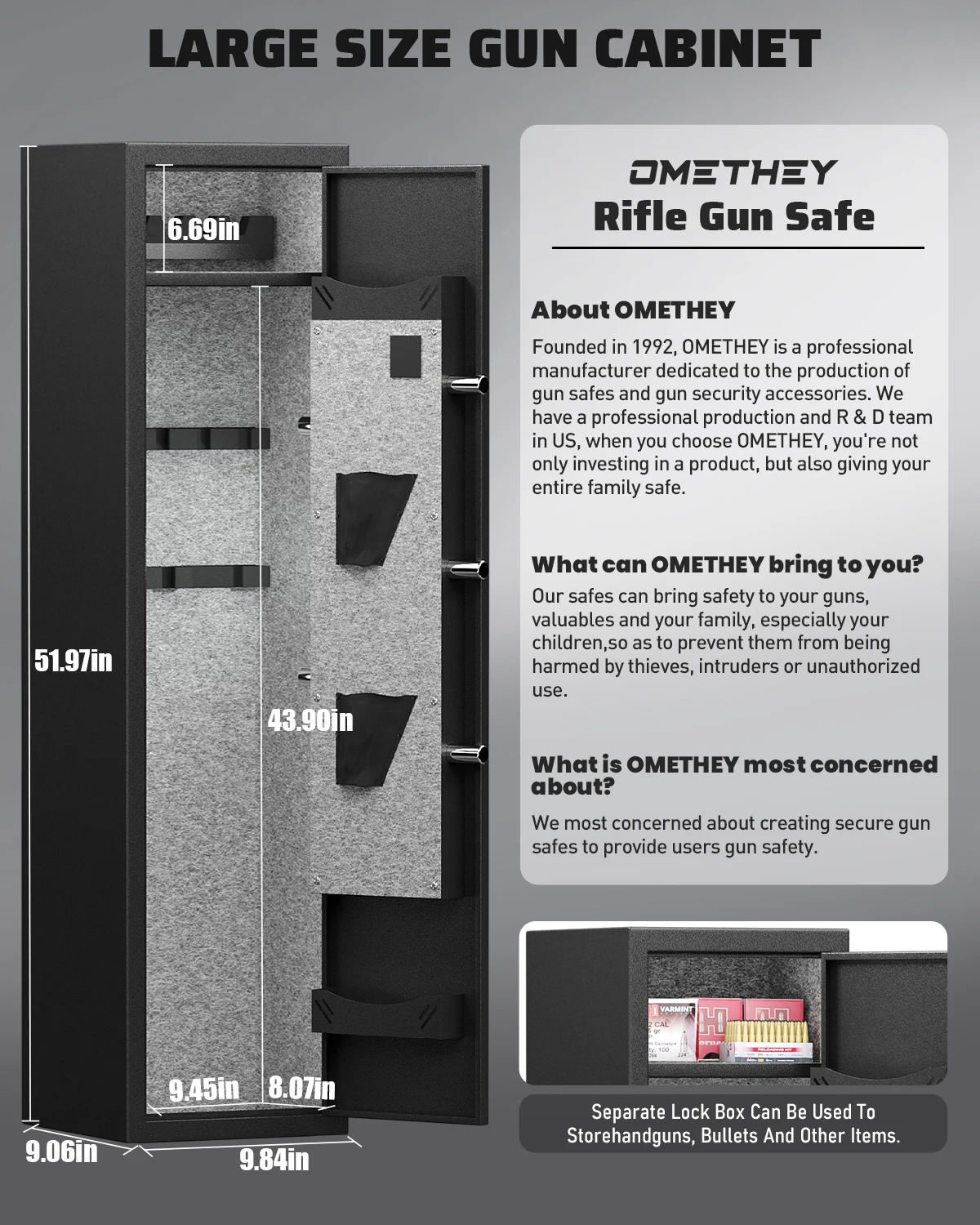 [2024 NEW] 2-3 Gun Safe, Biometric Fingerprint Gun Safe, Large Long Gun Safe for Shotguns, Quick Access Gun Safe with LED Light
