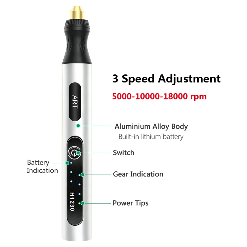 Mini Wireless Drill Electric Carving Pen 3 Speed USB Cordless Drill Rotary Tools Engraver Pen for Wood Metal Jade Seal Carving