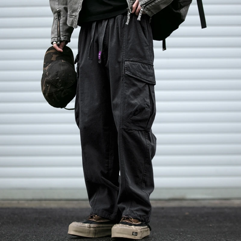 Pantaloni cargo oversize da uomo multitasche vestibilità ampia streetwear casual stile americano pantaloni a gamba dritta alla moda coreana