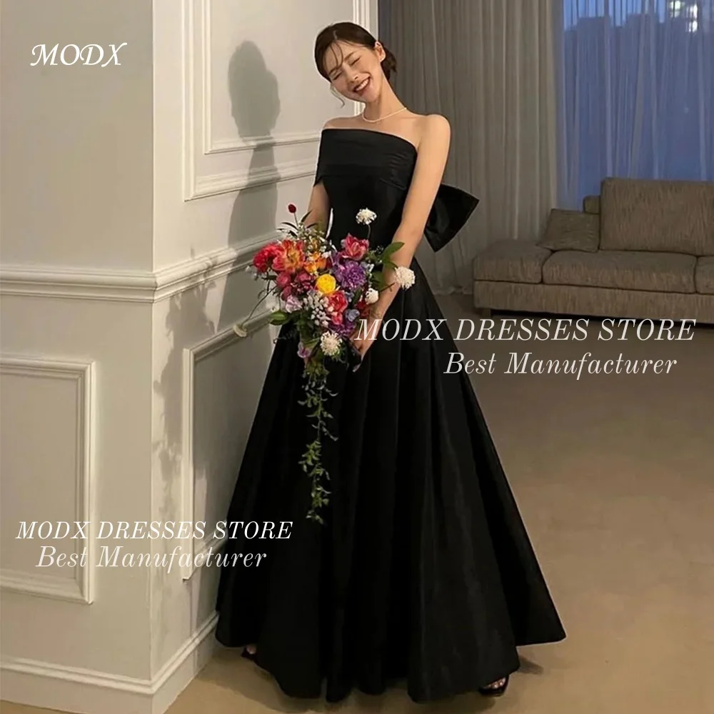 MODX Elegant Black One-Shoulder Korean Wedding Dresses A-line Customized Simple Evening Dresses Elegant Photo Shoot Dresses