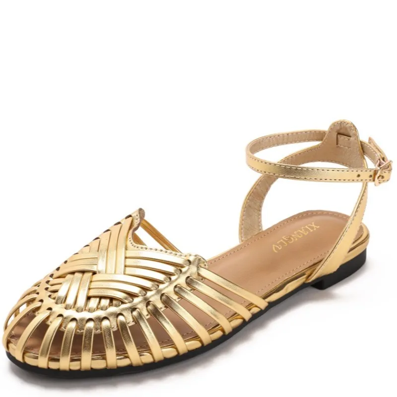 Women's Flat Sandals Vintage Roman Style Bag Head Sandals Summer Hand Woven Casual Sandals Women Summer Women's Shoes