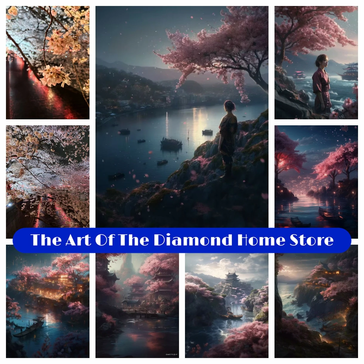 

AB Diamond Painting Embroidery Fantasy Japanese Sakura Landscape Cartoon Girl Cross Stitch Mosaic Picture Handicraft Home Decor