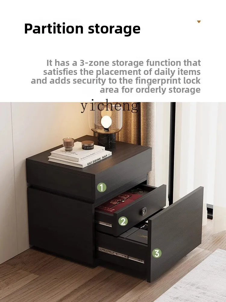 

FY solid wood bedside table bedroom with hidden drawer locker