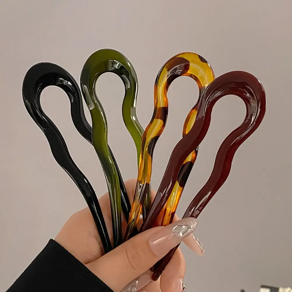 U-Shaped Design Hairpin Fashion Geometric Hair Fork Acetate Hair Sticks Hair Styling Tools Tortoiseshell Headwear Accessories