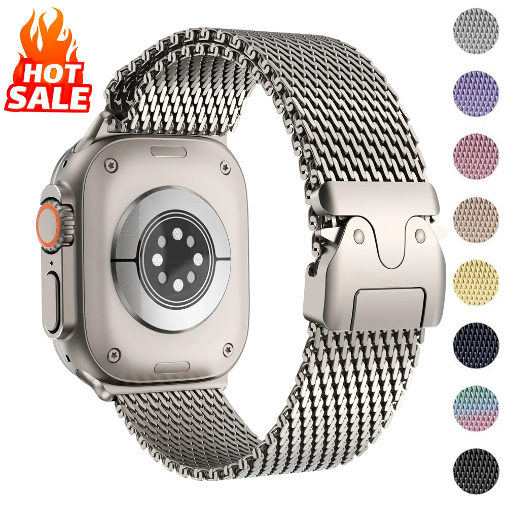 Milanese Loop Strap for Apple Watch Ultra 2 band 49mm Bracelet iWatch Ultra Series 2 49 mm TPU Case+ Watch Strap