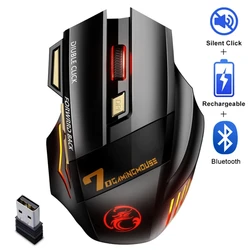 Bluetooth Wireless Mouse Rechargeable Gaming Mouse Gamer RGB Computer Mouse Bluetooth 5.1 USB Ergonomic Mause Silent Mice For PC