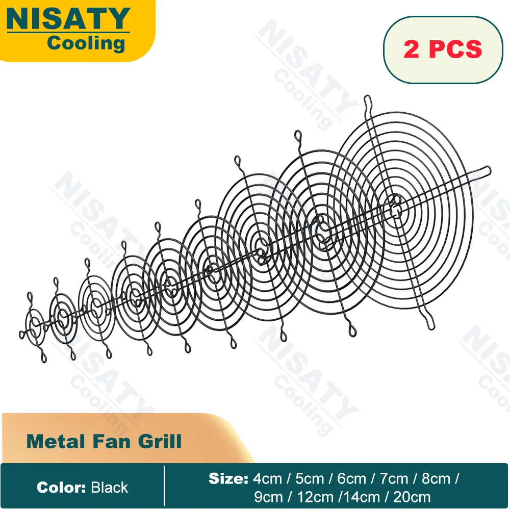 

2PCS 40mm 50mm 60mm 70mm 80mm 90mm 120mm 200mm Fan Grills Black Metal Mesh Finger Guard Protective Net Computer Case Fan Grill