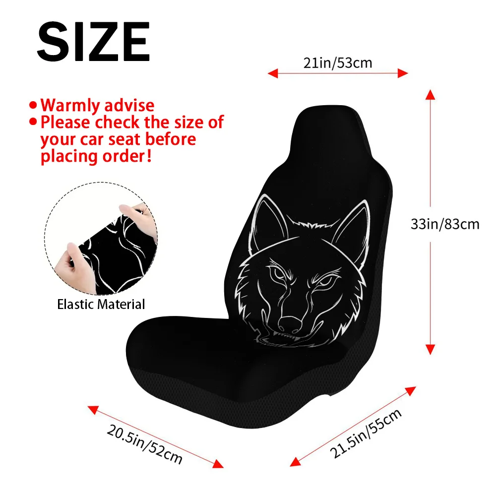 2pcs, Modern Fox Silhouette Emblem Print Front Seat Covers, Universal Fit For Front Seats, Keeps Driver Comfortable During Daily