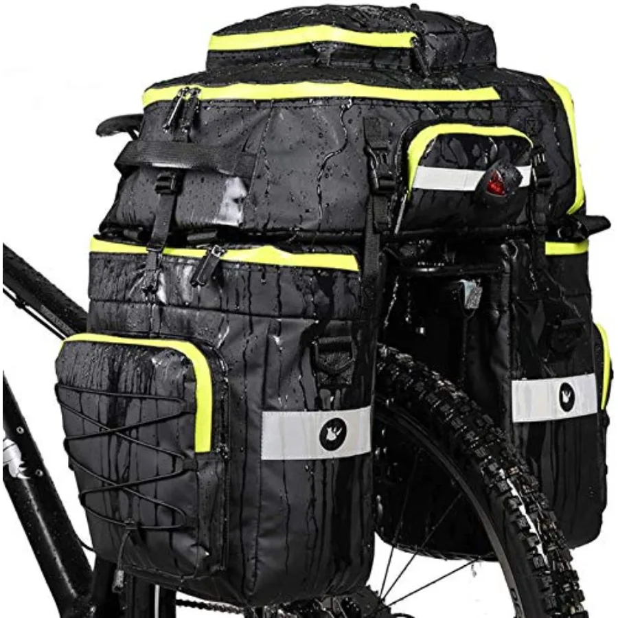 

3 in 1 Multifunctional Bicycle Expedition Touring Camp Pannier Bag for Long-Distance Cycling Adventures Fluorescent Green Water