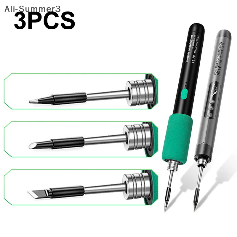 

3Pcs Soldering Iron Tip USB Soldering Iron Tip 5V Battery Soldering Iron Tip Soldering Rework Accessories