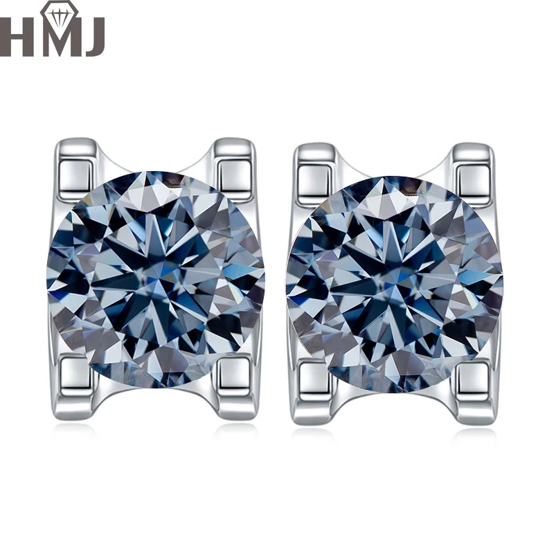 

Real Moissanite Diamond Stud Earrings 1ct 2ct D Color VVS1 Pure 925 Sterling Silver for Women Wedding Fine Jewelry