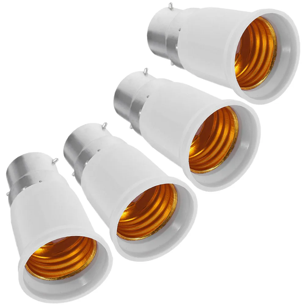 4Pcs B22 to E27 Light Bulb Socket Converter Lamp Holder Adapter Compact Pc Material Safe Short Circuit Proof for Home Office