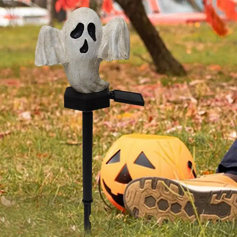 Lámpara de estaca de jardín fantasma, luces de césped de Halloween, alimentadas por energía Solar, lámpara de estaca de tierra de atmósfera de patio, impermeable para maceta de flores de carretera