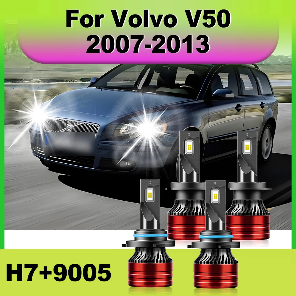 

Car LED High Low Beam Headlight 6000K White CSP Chips For Volvo V50 2007-2009 2010 2011 2012 2013 Plug and Play Car Headlamp
