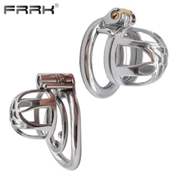 FRRK Small Metal Chastity Cage Device with Catheter for Men Steel Penis Rings Adults Sexual Games Play BDSM Sex Toys Shop 커플링