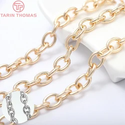(4263) Width 6x7.5MM 24K Gold Color Brass Beads Round Chains for Necklace BraceletHigh Quality Diy Jewelry Findings Accessorie