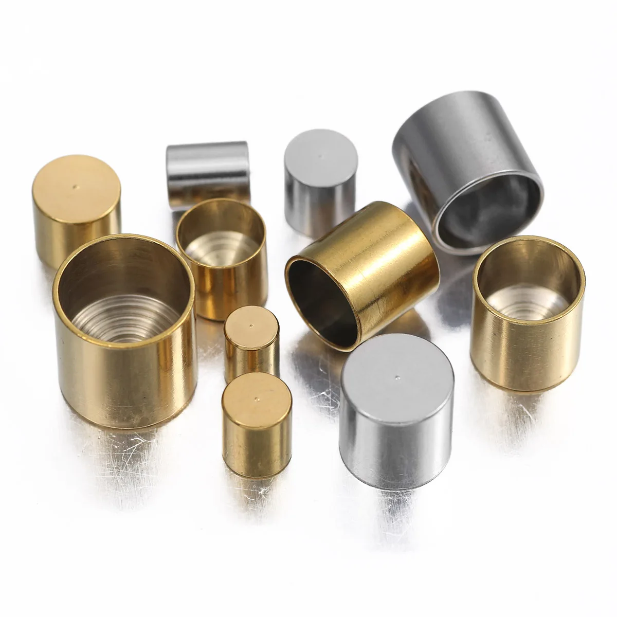 

5-10pcs Stainless Steel Leather Cord Clasp DIY Crimp Tip End Caps for Necklace Bracelet Connectors Jewelry Making Supplies Parts